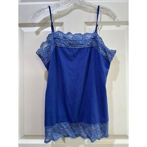 Y2K Cato Women's Blue Lace Trim Spaghetti Strap Cami Tank Top Size M